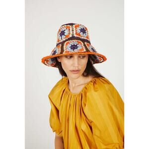 Wyeth Agnes Orange Brown Crochet Bucket Hat